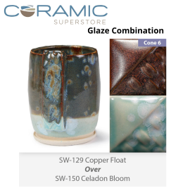 Copper Float SW-129 over Celadon Bloom SW-150 Stoneware Combination Copper Float SW-129 over Celadon Bloom SW-150 Stoneware Combination